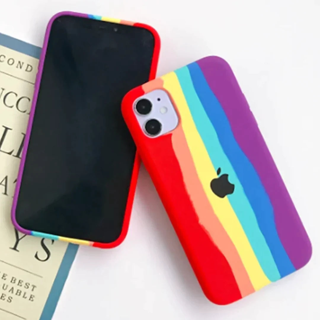 iPhone 12 Rainbow Liquid Silicone Logo Case