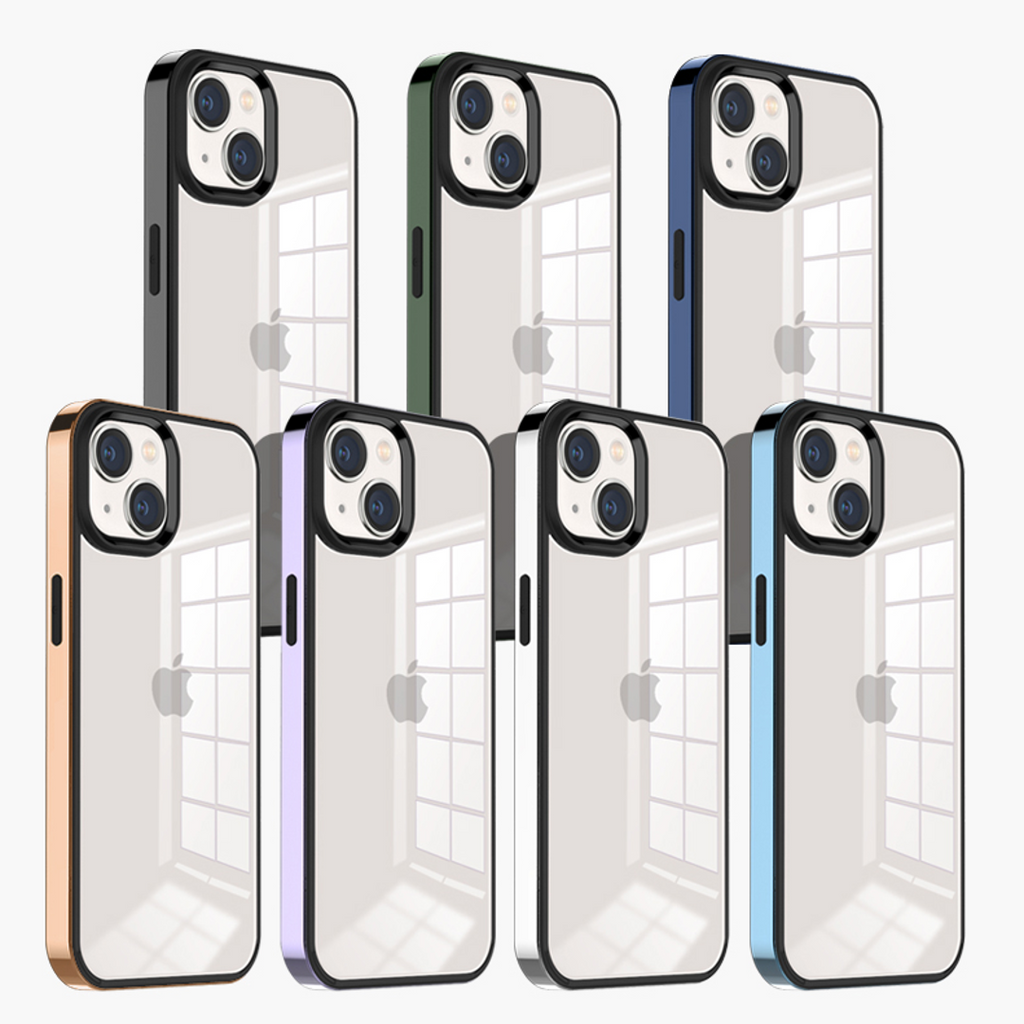 iPhone 14 Series - Square Plating Frame Clear Case