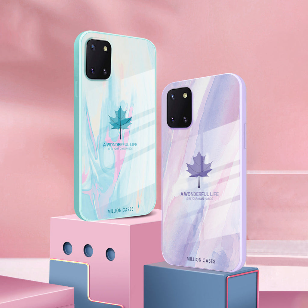 Galaxy Note 10 Series Watercolor Mapple Leaf Glass Case